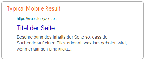 Beispiel für die Anzeige eines Suchresultats bei Google
